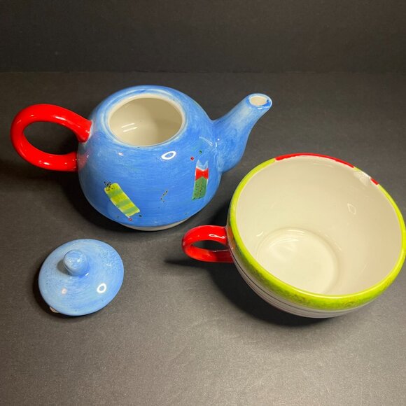 Le Gourmet Chef 2005 Christmas Ceramic Santa Claus 3pc Tea for One Set - Picture 6 of 10